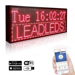 Reclama luminoasa LED, 100x35 cm, de exterior, USB si WiFi, afisaj rosu, text personalizabil