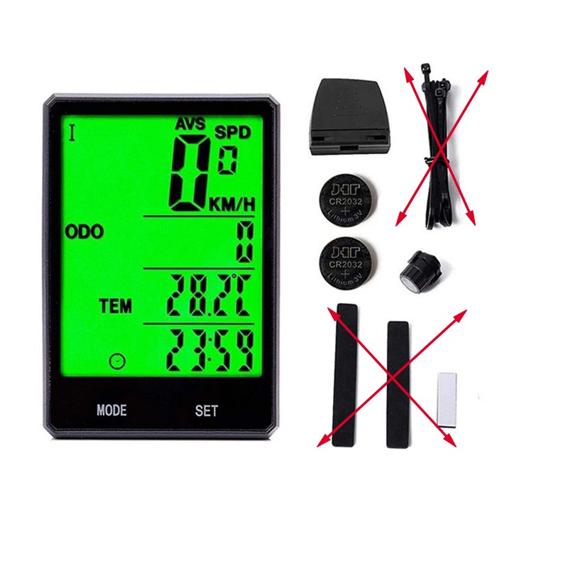 Kilometraj wireless pentru bicicleta, 15 functii, display LED, ora, monitorizare consum calorii, RESIGILAT