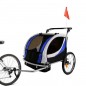 Remorca bicicleta pentru transport copii, 2 locuri, centura siguranta, maner, maxim 40 kg