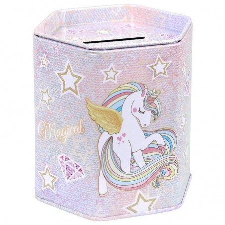 Pusculita Unicorn, forma hexagonala, capac detasabil, multicolor