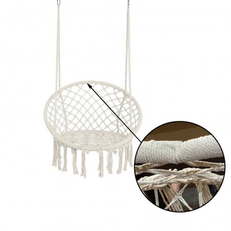 Hamac suspendat tip cuib cu spatar confortabil, pentru o persoana, interior si exterior, 50x70x100 cm, RESIGILAT