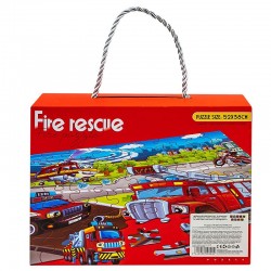 Puzzle 63 piese, model Pompieri, gentuta depozitare, multicolor