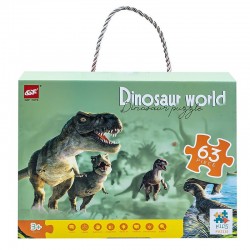 Puzzle in gentuta, model Dinozauri, set 63 piese, carton