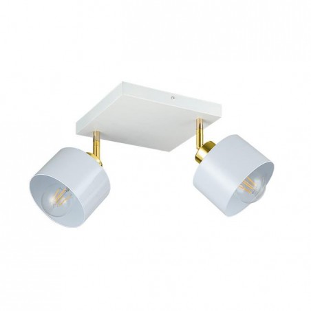 Aplica LED de tavan, 2 socluri E27, rotatie 350 grade, inclinare verticala 90 grade, alb auriu