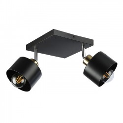 Aplica LED dubla, 2 socluri E27, de tavan, unghi reglabil, IP20, negru auriu