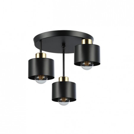 Aplica LED, 3 socluri E27, putere maxima bec 35W, IP20, baza 30 cm, negru auriu