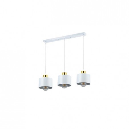 Lustra suspendata cu pendule, 3 becuri LED E27, baza 500 mm, alb auriu