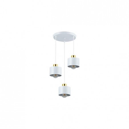 Lustra LED tavan, 3 pendule, IP20, diametru baza 29 cm, cablu 1 m, alb auriu