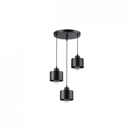 Lustra LED 3 pendule, socluri E27, putere maxima 35W, baza 29 cm, cablu 1 m, negru