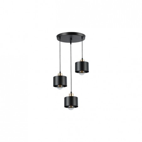 Lustra suspendata LED, 3 pendule, baza 29 cm, cablu 1 m, negru si cupru