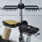 Organizator pentru chiuveta, universal, montare pe robinet, otel inoxidabil, negru