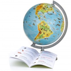 Glob pamantesc ZooGlobe, harta fizica-zoologica, 22 cm, carte 275 animale, RESIGILAT