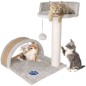 Ansamblu de joaca multifunctional pentru pisici, 2 nivele, funie sisal, inaltime 50 cm, gri, RESIGILAT