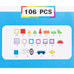 Set constructie magnetic, 106 piese, joc educativ si creativ, varsta 3+, ProCart