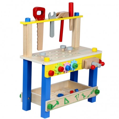 Atelier cu banc de lucru pentru copii, 40 piese din lemn, 41x36x16 cm, RESIGILAT