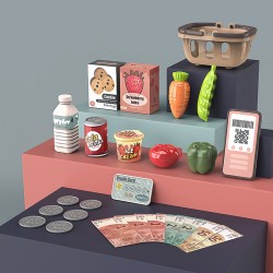 Casa de marcat jucarie, 32x16x15 cm, microfon, scaner, recunoastere voce, calculator, cos produse