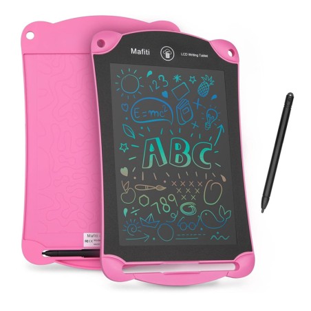 Tableta rescriptibila pentru copii, 8.5 inch, buton stergere automata, marker inclus, roz