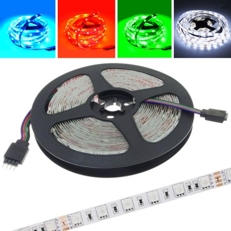Banda LED 12V, lungime 5 m, 150 LED-uri multicolor, 9-10lm/led, IP20, latime 10 mm