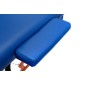 Pat masaj Bodyfit XXL, 3 sectiuni, inaltime reglabila 61-83cm, husa transport, cadru lemn, piele ecologica, pliabil, albastru