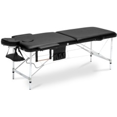 Pat masaj Bodyfit XXL, 2 sectiuni, inaltime reglabila 65-87cm, husa transport, cadru aluminiu, piele ecologica, pliabil, negru