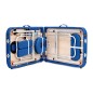 Pat masaj Bodyfit XXL, 2 sectiuni, inaltime reglabila 65-87cm, husa, cadru aluminiu, piele ecologica, pliabil, albastru