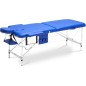 Pat masaj Bodyfit XXL, 2 sectiuni, inaltime reglabila 65-87cm, husa, cadru aluminiu, piele ecologica, pliabil, albastru