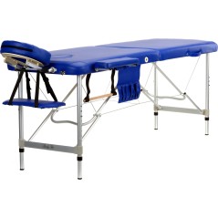 Pat masaj Bodyfit, 2 sectiuni, inaltime reglabila 65-87cm, husa transport, cadru aluminiu, piele ecologica, pliabil, albastru