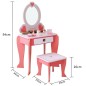 Masa de toaleta fetite, oglinda si scaun, 94x34x60 cm, lemn, roz, RESIGILAT