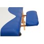 Pat masaj Bodyfit, 4 sectiuni, inaltime reglabila 62-86cm, husa transport, cadru lemn, piele ecologica, pliabil,albastru/alb