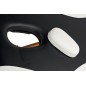Pat masaj Bodyfit, 2 sectiuni, inaltime reglabila 61-84cm, husa transport, cadru lemn, piele ecologica, pliabil,alb/negru