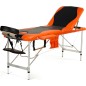 Pat masaj Bodyfit, 3 sectiuni, inaltime reglabila 66-87cm, husa transport, cadru aluminiu, piele ecologica, negru/portocaliu