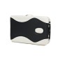 Pat masaj Bodyfit, 2 sectiuni, inaltime reglabila 65-87cm, husa transport, cadru aluminiu, piele ecologica, pliabil, alb/negru