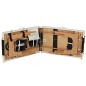 Pat masaj Bodyfit, 3 sectiuni, inaltime reglabila 61-84cm, husa transport, cadru lemn, piele ecologica, pliabil, alb/negru