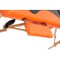 Pat masaj Bodyfit, 3 sectiuni, inaltime reglabila 61-84cm, husa transport, cadru lemn, piele ecologica, pliabil,negru/portocaliu
