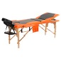 Pat masaj Bodyfit, 3 sectiuni, inaltime reglabila 61-84cm, husa transport, cadru lemn, piele ecologica, pliabil,negru/portocaliu