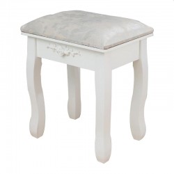 Set masa de toaleta pentru machiaj cu oglinda, 7 sertare, scaun tapitat, alb