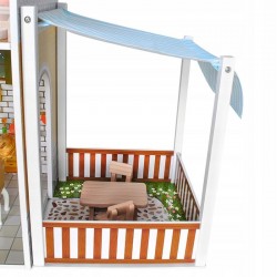 Casa pentru papusi, de dimensiuni mari, 2 etaje, 6 papusi incluse, iluminata LED, telecomanda