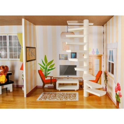 Casa pentru papusi, de dimensiuni mari, 2 etaje, 6 papusi incluse, iluminata LED, telecomanda