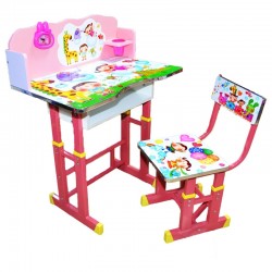 Birou si scaun copii, inaltime reglabila, pentru 3-10 ani, suport pahar, roz