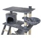 Ansamblu de joaca pentru pisici, 5 nivele, materiale ecologice, jucarie inclusa, 141x105x74,5cm, 13kg, gri