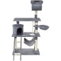 Ansamblu de joaca pentru pisici, 5 nivele, materiale ecologice, jucarie inclusa, 141x105x74,5cm, 13kg, gri