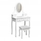Set masa de toaleta 140x80x40 cm, oglinda si scaun incluse, 5 sertare, RESIGILAT