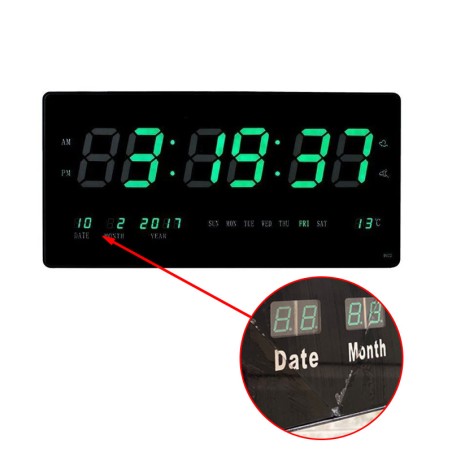 Ceas digital, afisaj LED verde, ora, calendar, temperatura, de perete, RESIGILAT