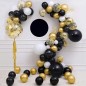Kit aranjament baloane, fundal La multi ani si 53 baloane, confetti, auriu, negru, RESIGILAT