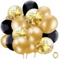 Kit aranjament baloane, fundal La multi ani si 53 baloane, confetti, auriu, negru, RESIGILAT