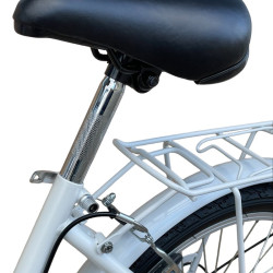 Bicicleta de oras, 20 inch, cadru otel, 6 viteze, cos cumparaturi, portbagaj, alb
