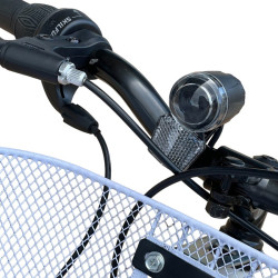 Bicicleta de oras, 20 inch, cadru otel, 6 viteze, cos cumparaturi, portbagaj, alb