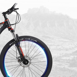 Bicicleta MTB de 26 inch, 21 viteze Shimano, jante aluminiu, frane disc, Phoenix, negru-rosu