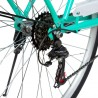 Bicicleta dama, 28 inch, schimbator Shimano 7 viteze, cadru otel, V-Brake, cos si portbagaj, turcoaz