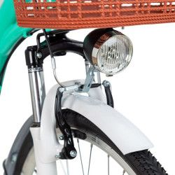 Bicicleta dama, 28 inch, schimbator Shimano 7 viteze, cadru otel, V-Brake, cos si portbagaj, turcoaz